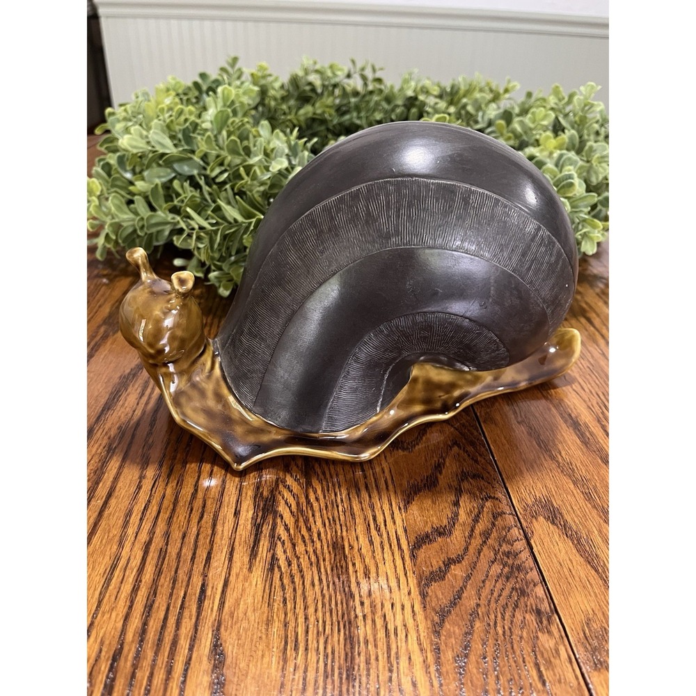LARGE VINTAGE Signed Anthony Freeman McFarlin California Pottery Snail 10in CUTE